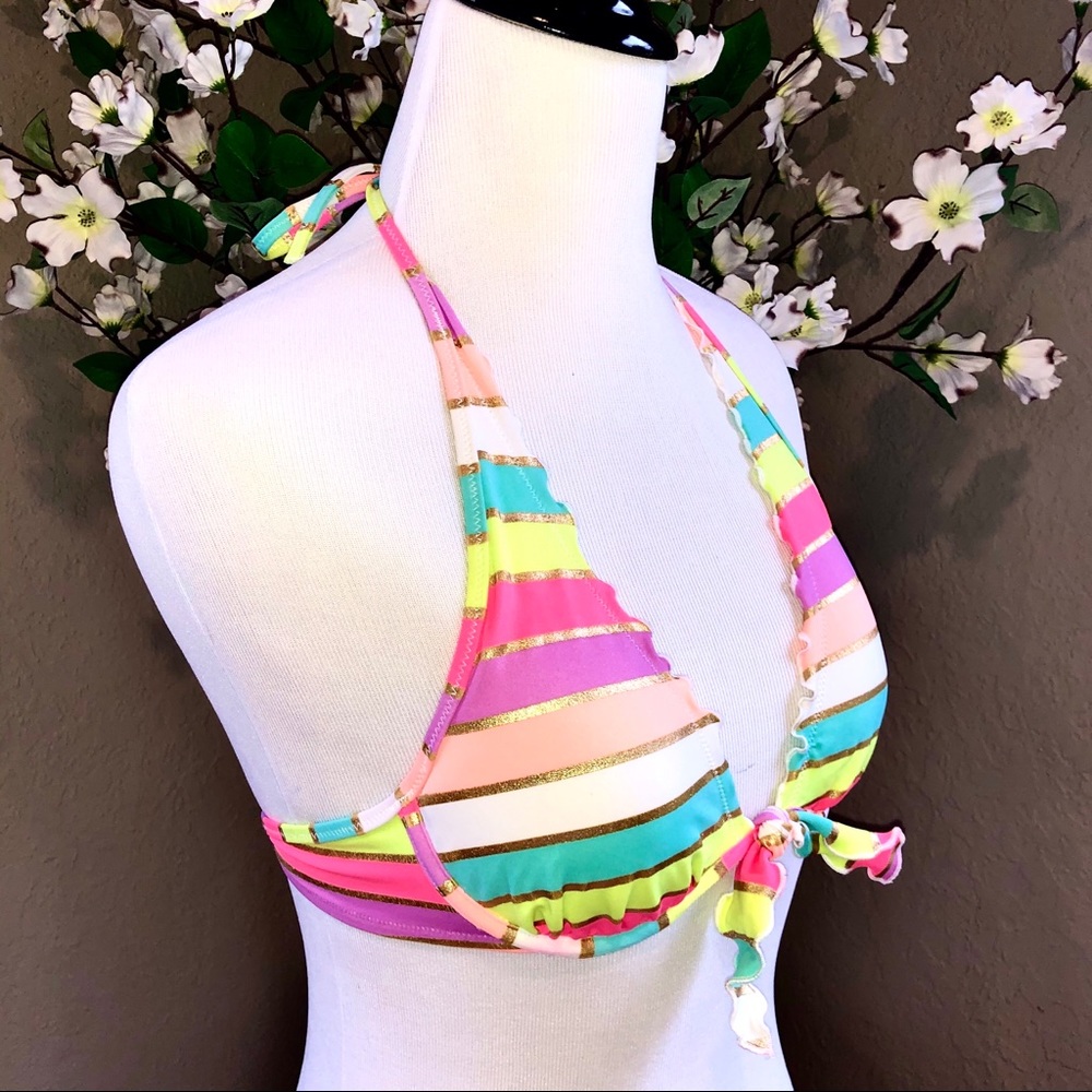 EUC VS Soiree Foil Stripe High Tie Bikini - Picture 2 of 12